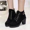 Spring Winter Women Pumps Boots High Quality Lace-up European Ladies Shoes PU High Heels Boots