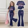 Kids Girls Casual Short Sleeve Printed Outfit Set for Play and Daily Wear