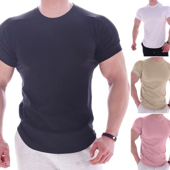Summer T-shirt O Neck Solid Color Friendly To Skin Skin-touch Sweat Absorption Slim Fit Pullover Simple Casual Men Tops Male Clothes