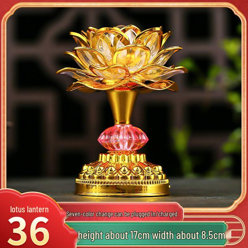 2025 Lotus Bodhisattva Buddha Offering LED Lamp: Colorful, Everlasting Household Decor