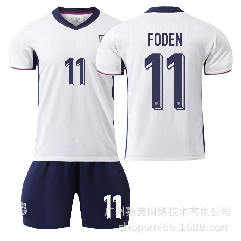 European Cup England Home Number: Kane 1 Bellingham 11 Foden Rice Short-sleeved Jersey Set