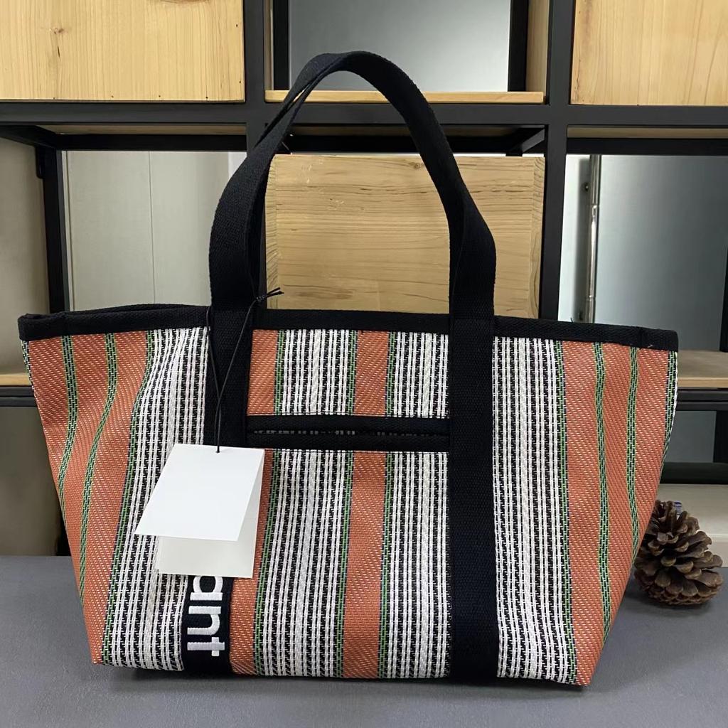 Japanese and Korean Mar Woven Bags, Casual Shopping Bags, Tote Bags, Colorful Stripes