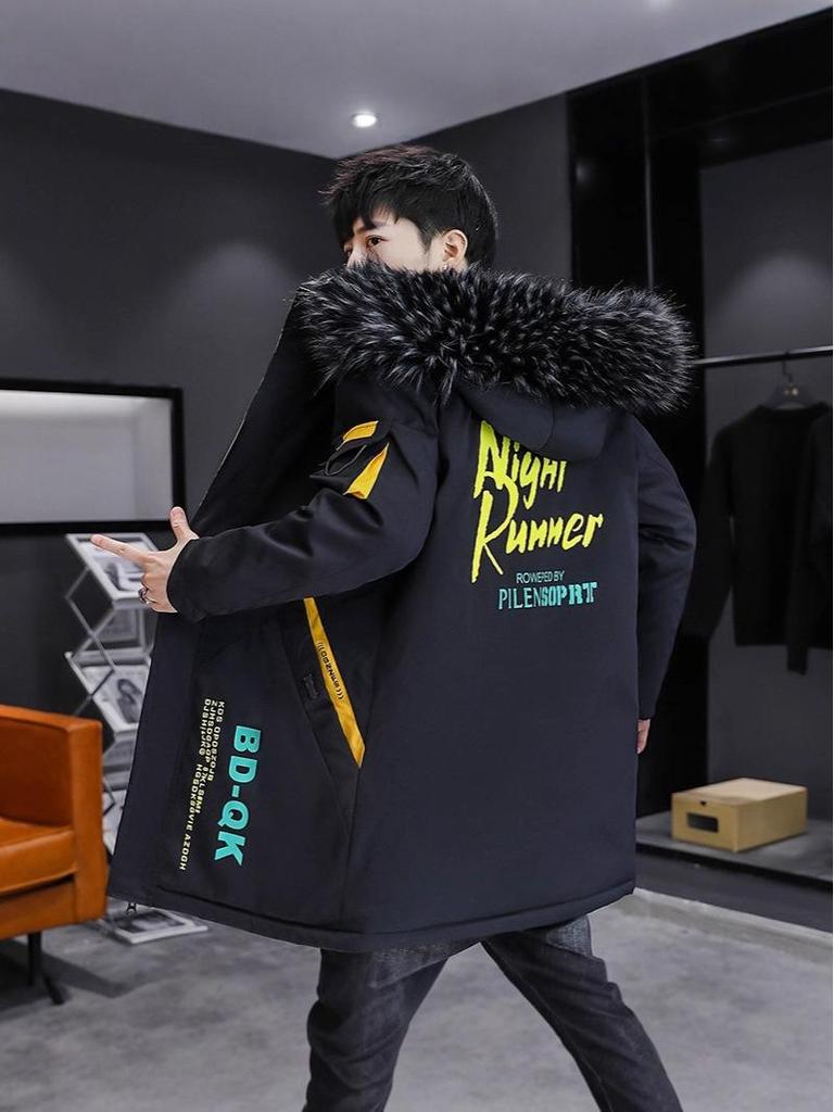 Parka d'hiver mi-longue en coton pour homme 2025: Vêtements d'extérieur épais, doublés de velours, chauds