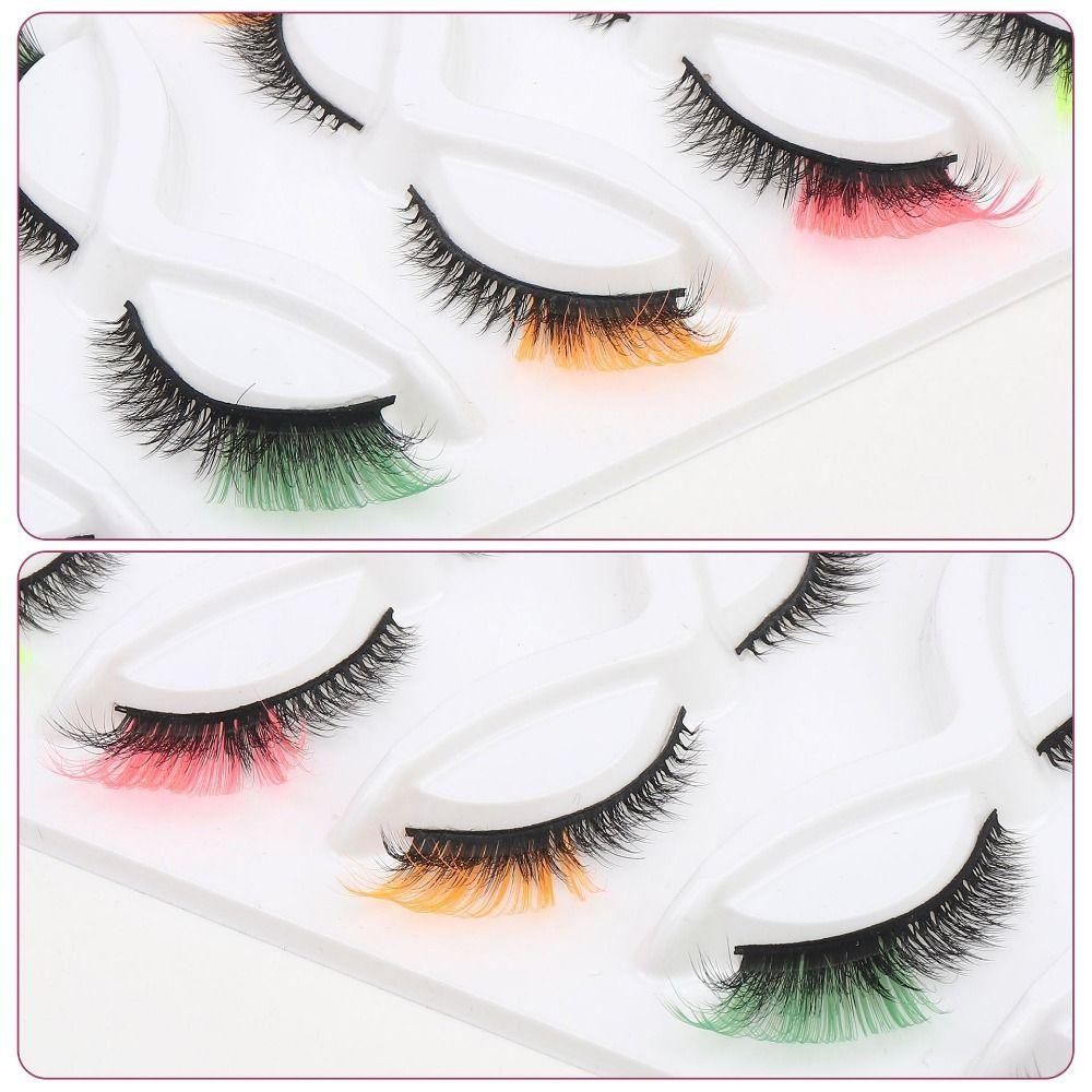 Soft Cat Eye False Eyelashes Fluffy Faux Mink Wispy Lashes Colored Anime Lashes Makeup