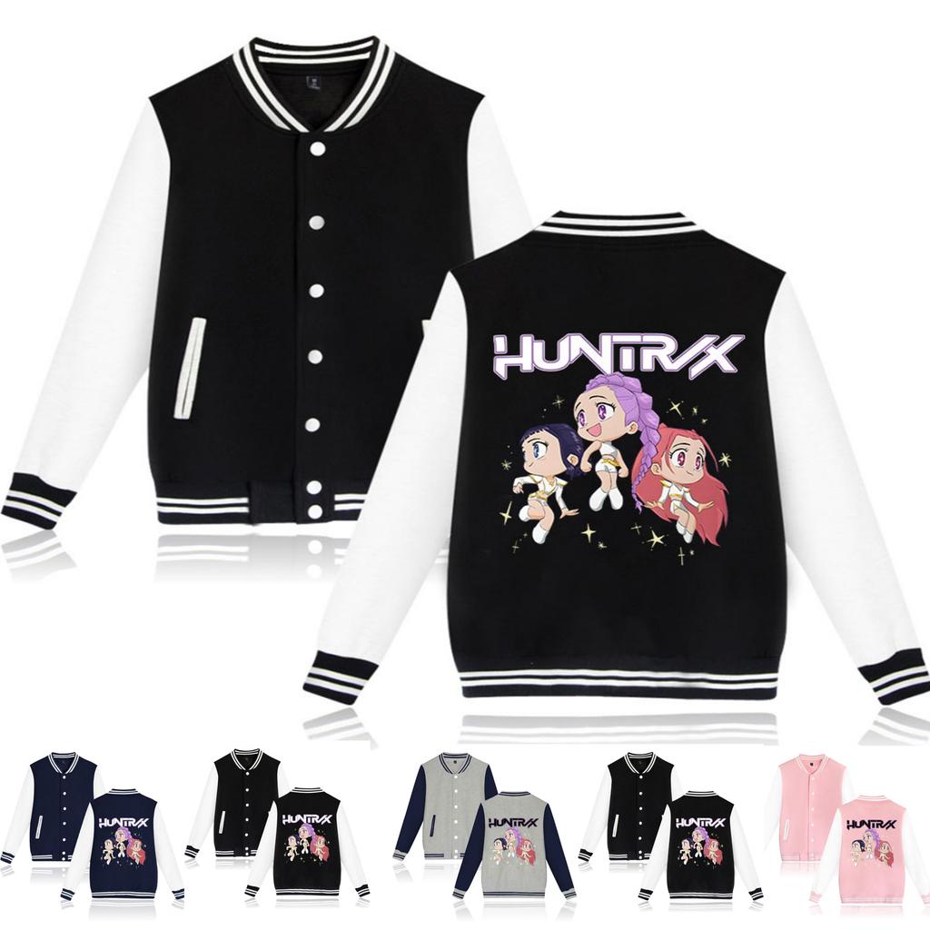 Fashionable Women's Baseball Jacket Contrast Color Cardigan Jacket