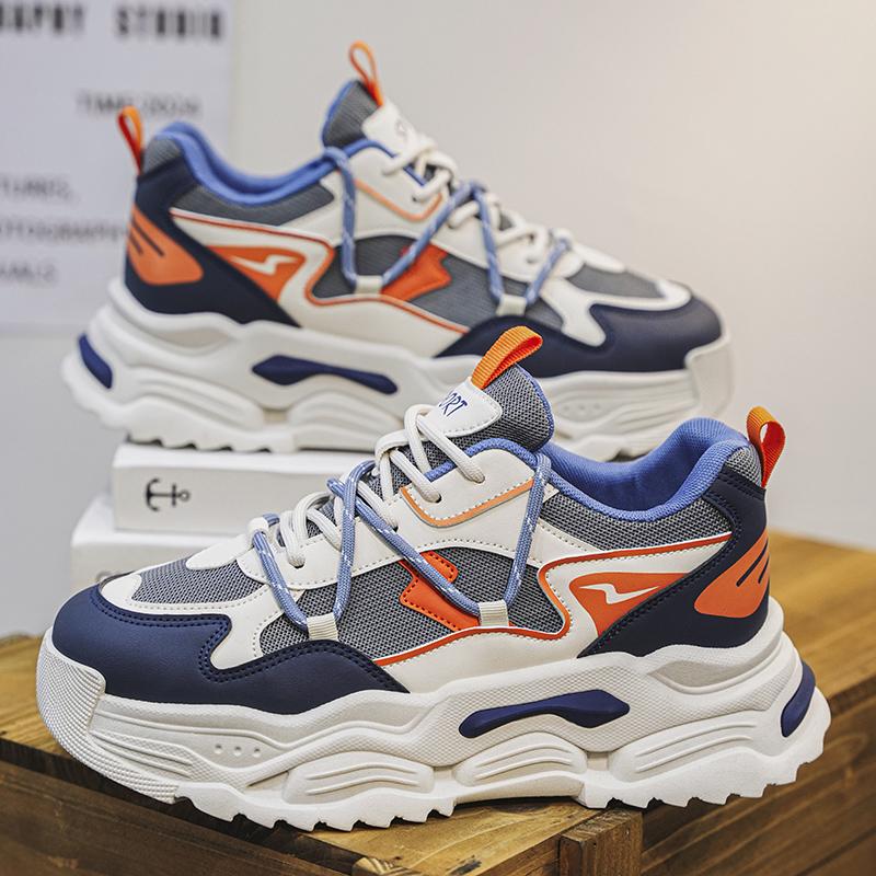 Men's Shoes Fashion Korean Thick Bottom Plate Shoes Outdoor Non-slip Lightweight Comfortable Shock-absorbing Sneakers Casual Breathable Running Shoes