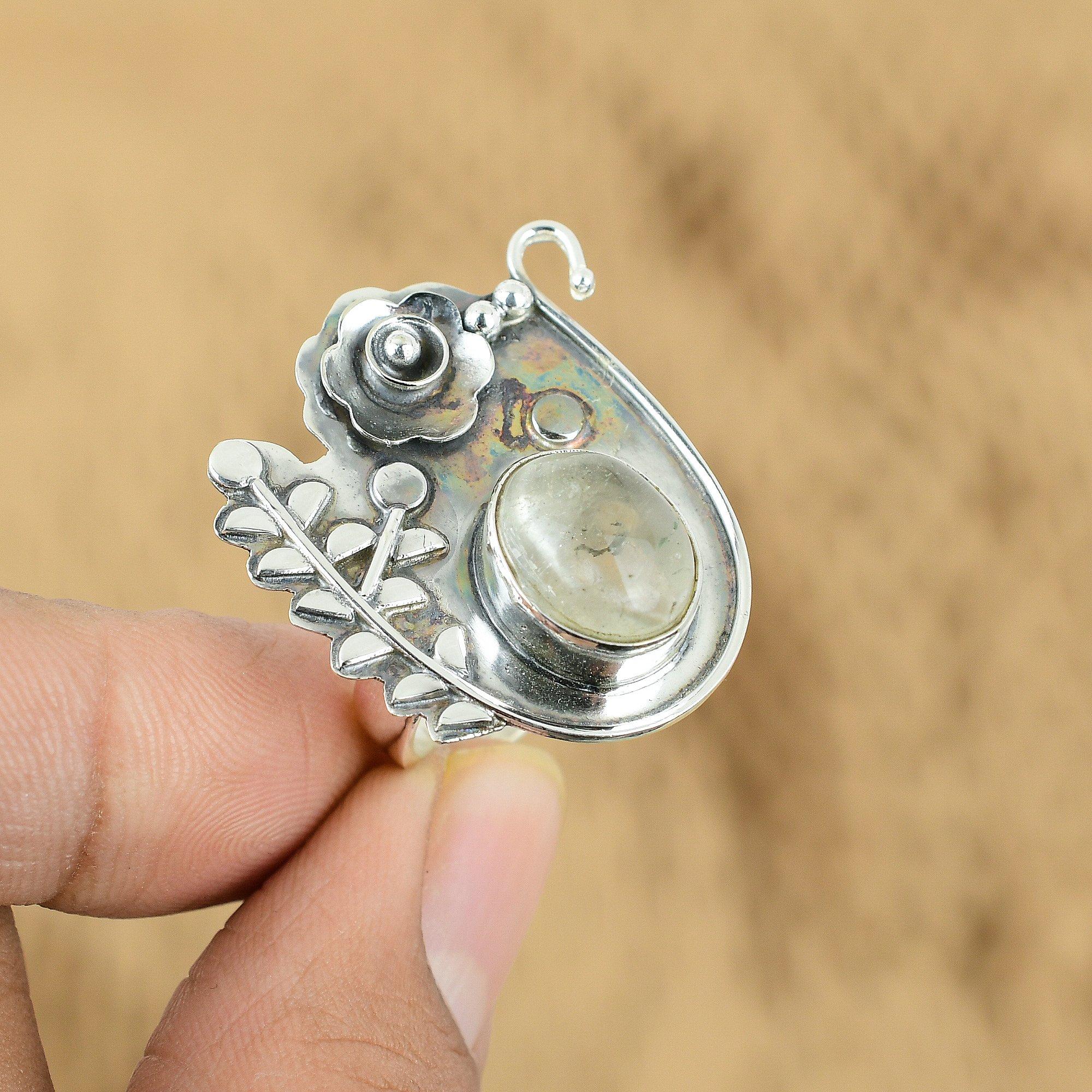 

Natural Moonstone 925 Silver Multi Stone Flower Adjustable Ring For Women Yes