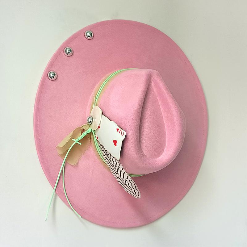 9.5 Cm Wide Brim Suede Hat for Men Women Feather Fedoras Flat Hat Jazz Hat Felt Hat Gentlemen Top Hats Fedora Sombrero Hombre