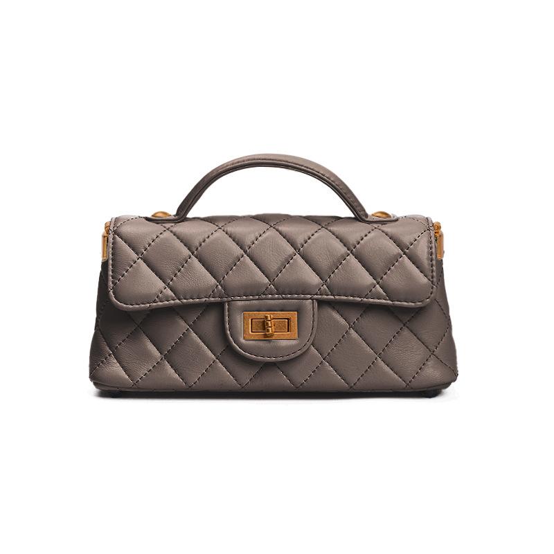 Lingge Embroidered Thread Small Bag Women's Bag New Handheld Small Square Bag Western Style Small Fragrant Wind Chain Single Shoulder Crossbody Bag