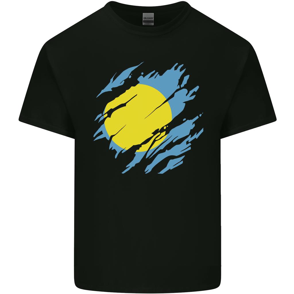 Torn Palau Flag Palauan Day Football Unisexs Light Cotton TShirt