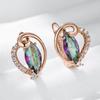 Kienl  Trend  Rose Gold Color Heart Drop Earring For Women Shiny Colorful Natural Zircon Accessories Daily Fine Jewelry