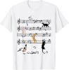 Playful Cat Climbing On Music Notes T-Shirt for Cat Lovers