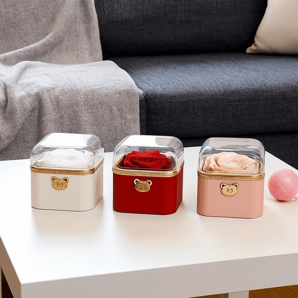 Cute Rotating Rose Box Dustproof Necklace Storage Case Fashion Flip Necklace Box  Proposal Artifact