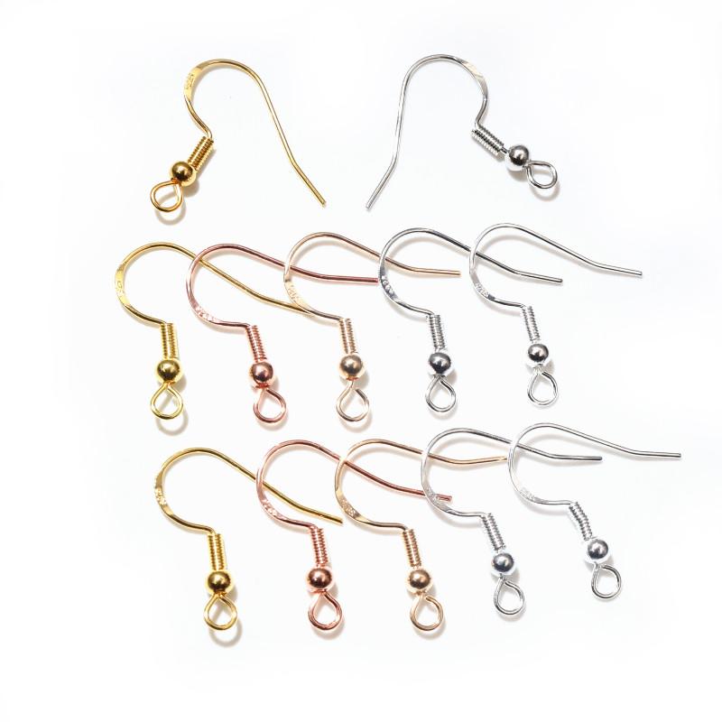 50pcs 2-Styles 925 Sterling Silver Plated Gold Rhodium Earrings Hooks Findings for DIY Earring Jewelry Making Accessories 