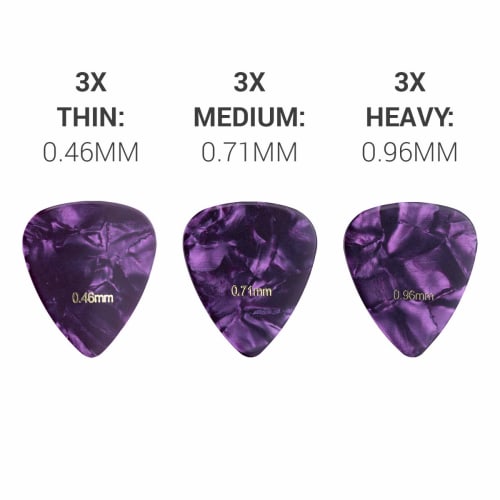 kwmobile 9x Guitar Picks, 3 Thicknesses - 0.46mm / 0.71mm / 0.96mm Picks for Electric and Acoustic Stringed Instruments - 3 Colors, 9-Piece Rice Ball