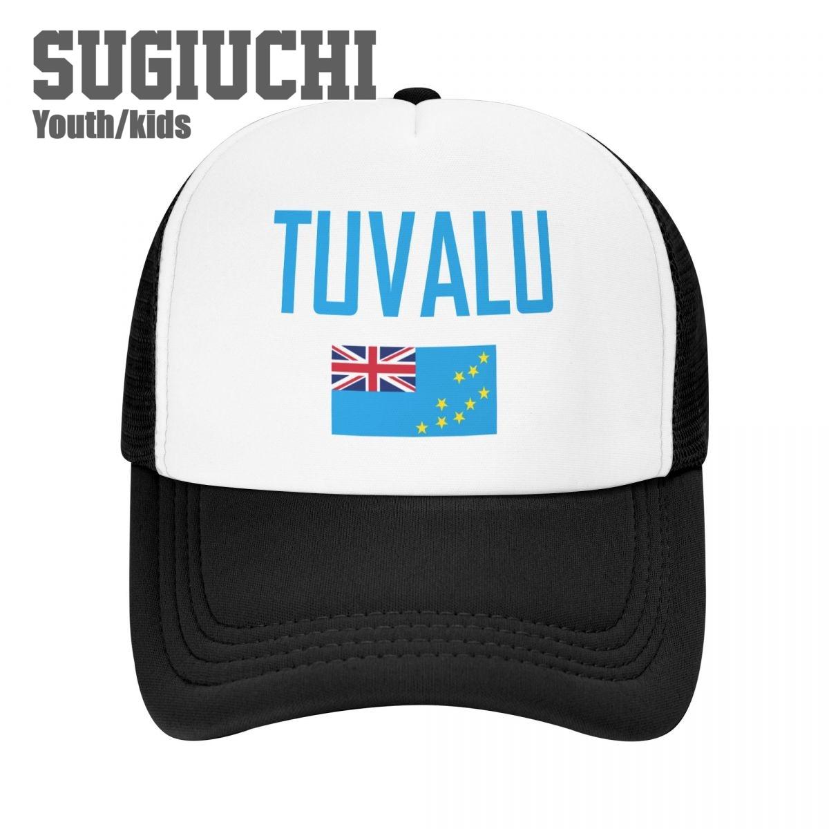 

Kids Mesh Cap Hat Tuvalu Flag And Font Baseball Caps for Youth Boys Girls Pupil Children s Hats Outdoor Sports Unisex