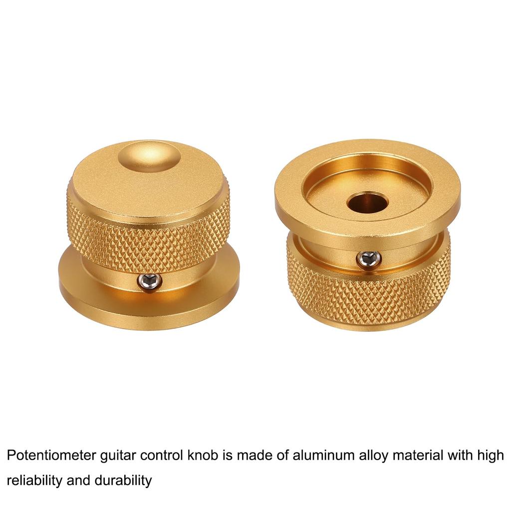 Uxcell Aluminum Potentiometer Universal Volume Tone Control Knob with Oval Groove Indicator for Gold 2-Piece Knob, 1/4" (6mm) Guitar, 4/5" (30x20mm)