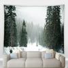 Home Decoration Jul Vinter Skog Landskap Utskrift Polyester Polsk på veggen hengende rom bakgrunn tapiz