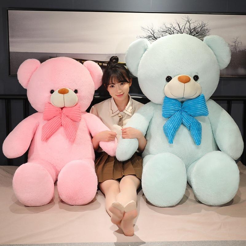 Large Bow Tie Teddy Bear Doll Plush Toy Couple Hug Bear Doll Girl Company Soothing Rag Doll