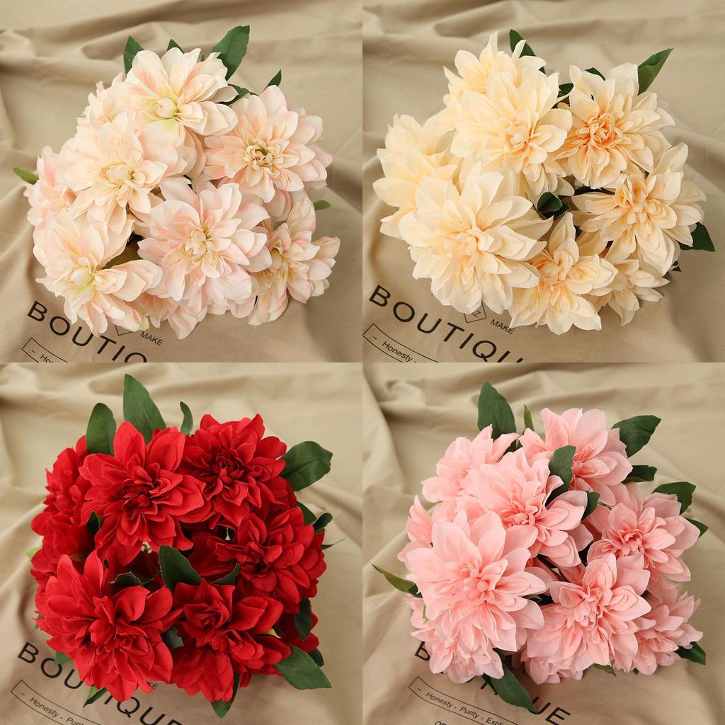 Artificial Dahlia Wedding Decor Flowers With Silk Material For Home And Event Use