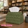 1pc, 2d Flat Printing, Tissue Box Retro Green Background Pattern Printed Tissue Box, Suitable for Home Gatherings, Car Decorationr, Decorative Tissue