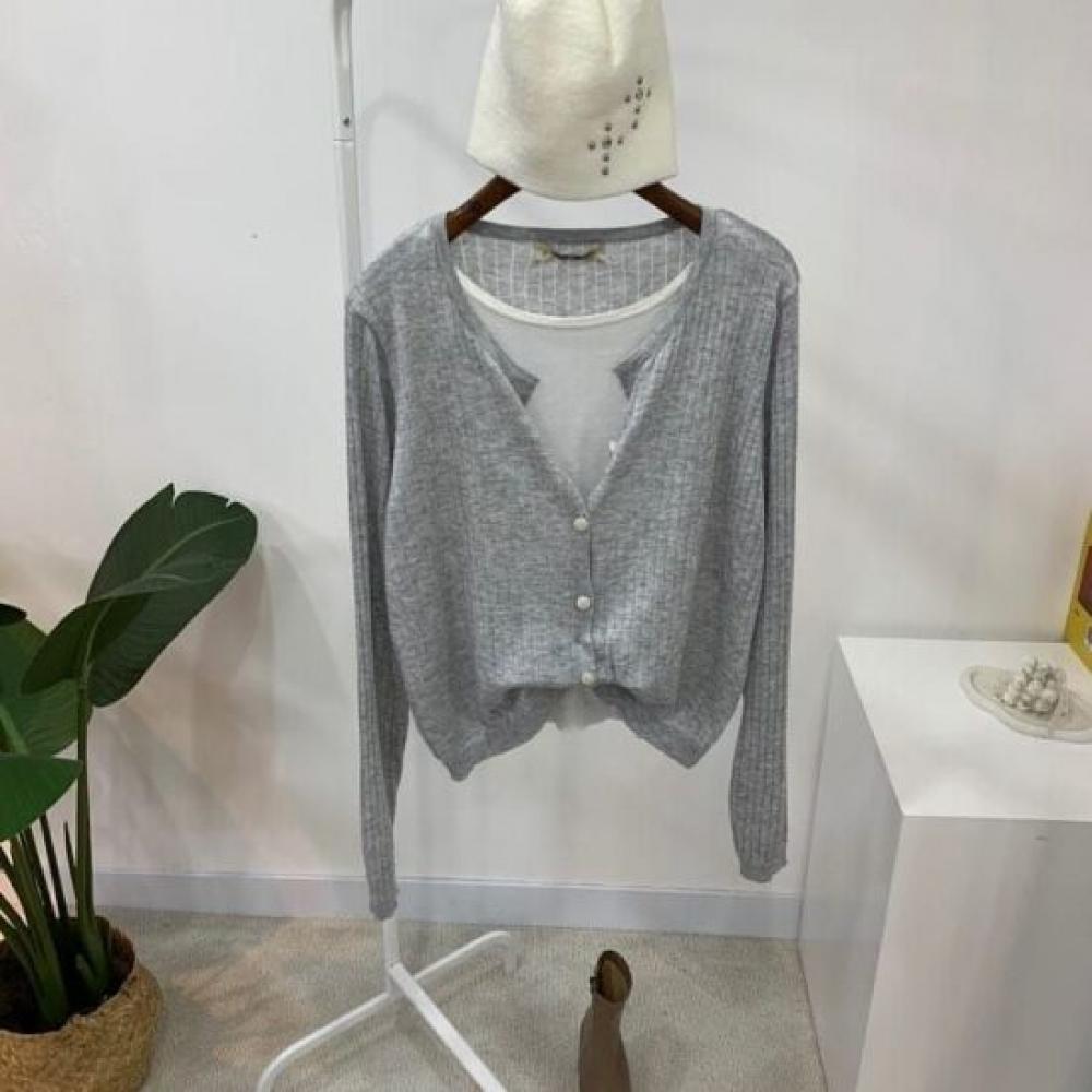 C S In The Room Ribbed Layered Long Sleeve Knit Cardigan 3ColorS