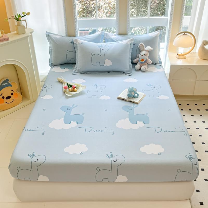 Kawaii Cartoon Panda Fitted Sheet With 2 Pillowcase Bamboo Tree Bed Sheet Set Cotton Bed Cover With Deep Pocket For Child Teen