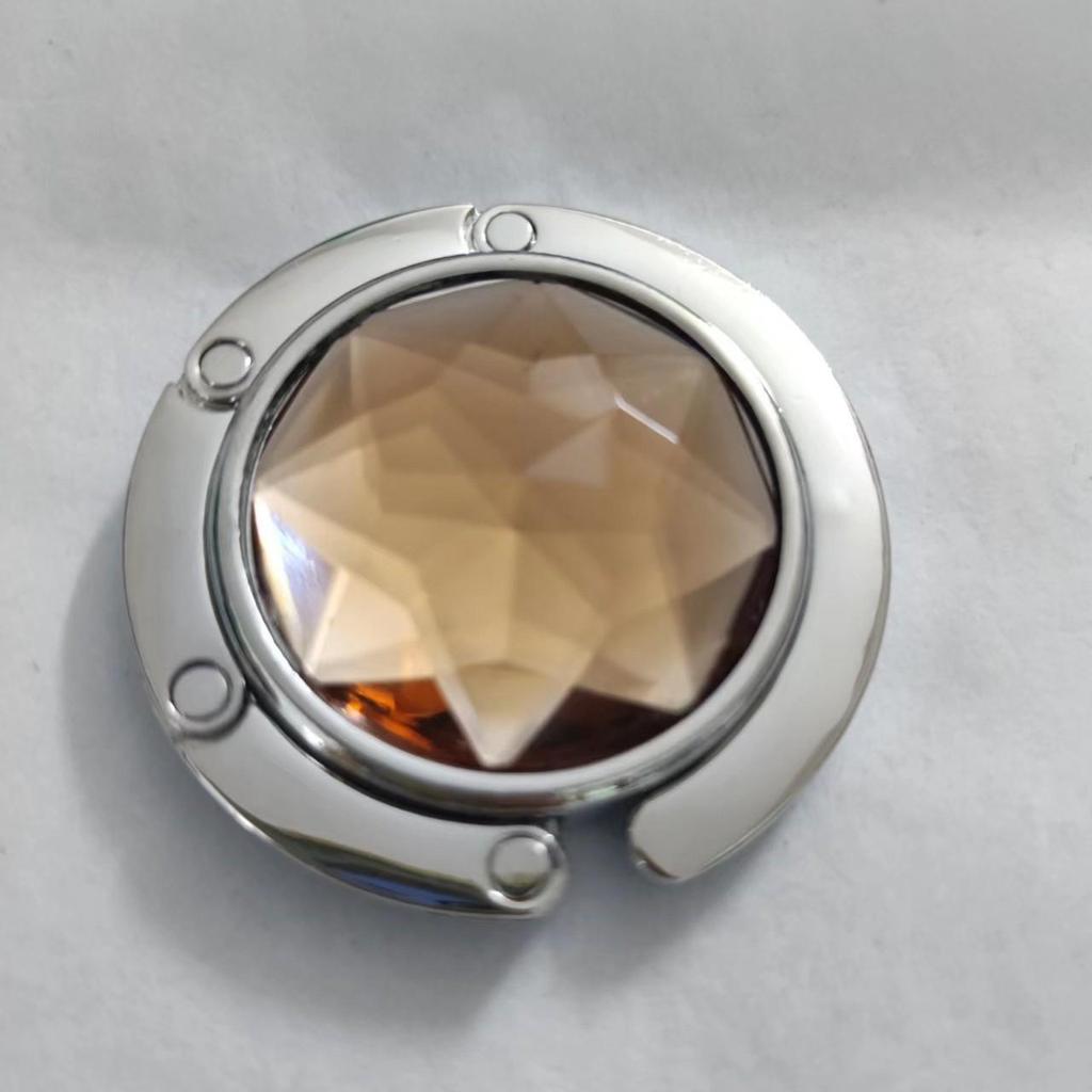 Portable Folding Crystal Handbag Hook - Rhinestone-Free Metal Clip for Table Edge