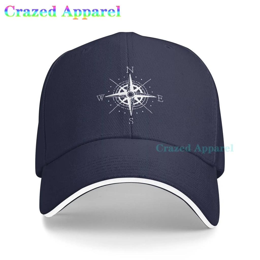 Compass North South East West Sailing Unisex Baseball Cap Denim Fabric Hat Adjustable Snapback Outdoor Sports Cap