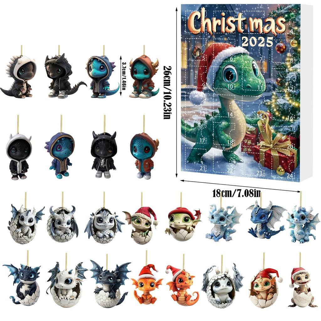 Christmas Countdown Blind Box Mini Acrylic Dragon Baby Hanging Decor For Holiday Gift Giving