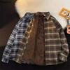 Autumn and Winter Plus Velvet Thick Warm Plaid Shirt Men's Long Sleeved Japanese Retro Loose Casual Shirt Jacket