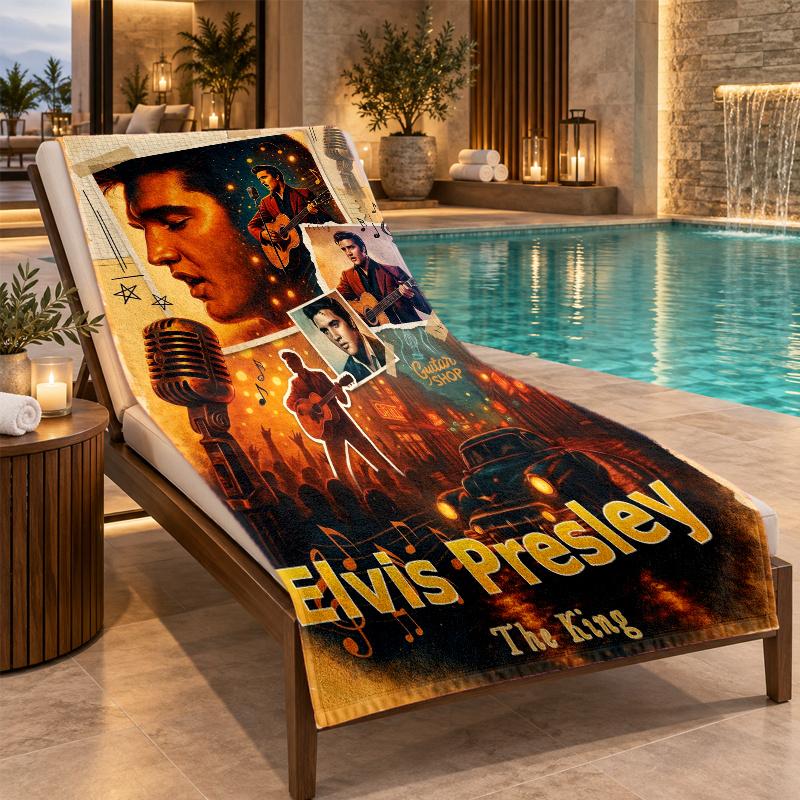 Beach Towel with Elvis Presley Design, Quick Dry Lightweight Towel for Swimming Pool Travel