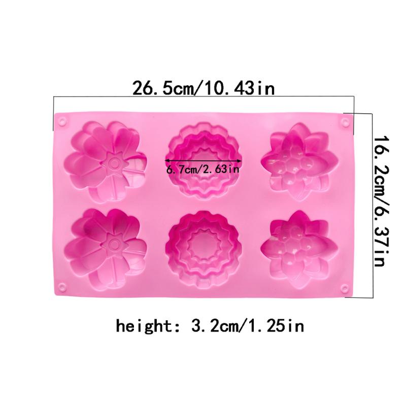 1Pc 6 Cavity Flowers Silicone Mold DIY Handmade Fondant Cake Baking Chocolate Sugar Cake Tool Resin Polymer Clay Making Mould