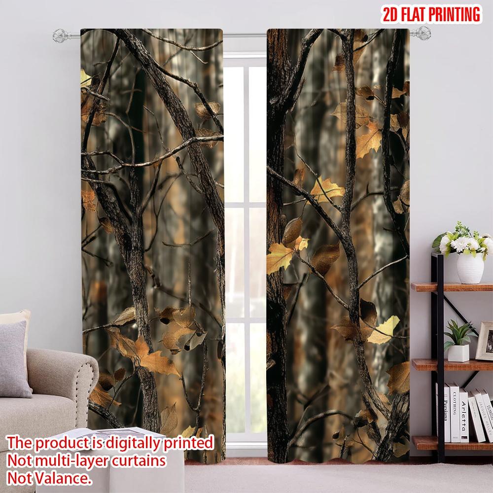 

2D flat printing 2pcs Drapes Camo Tree Versatile 100% Polyester,Without Electricity Birthday Party Perfect for Apartment 52.50 × 116.00 cm 2 pcs
