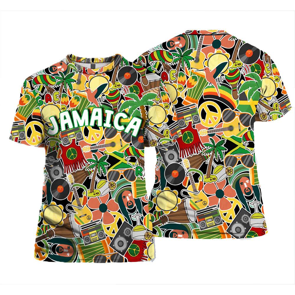 Jamaica Flag Lion Emblem Graphic T Shirt For Men Clothing 3D Jamaican Pride Printing T-Shirt Tops Tee Shirts Fashion Streetwear