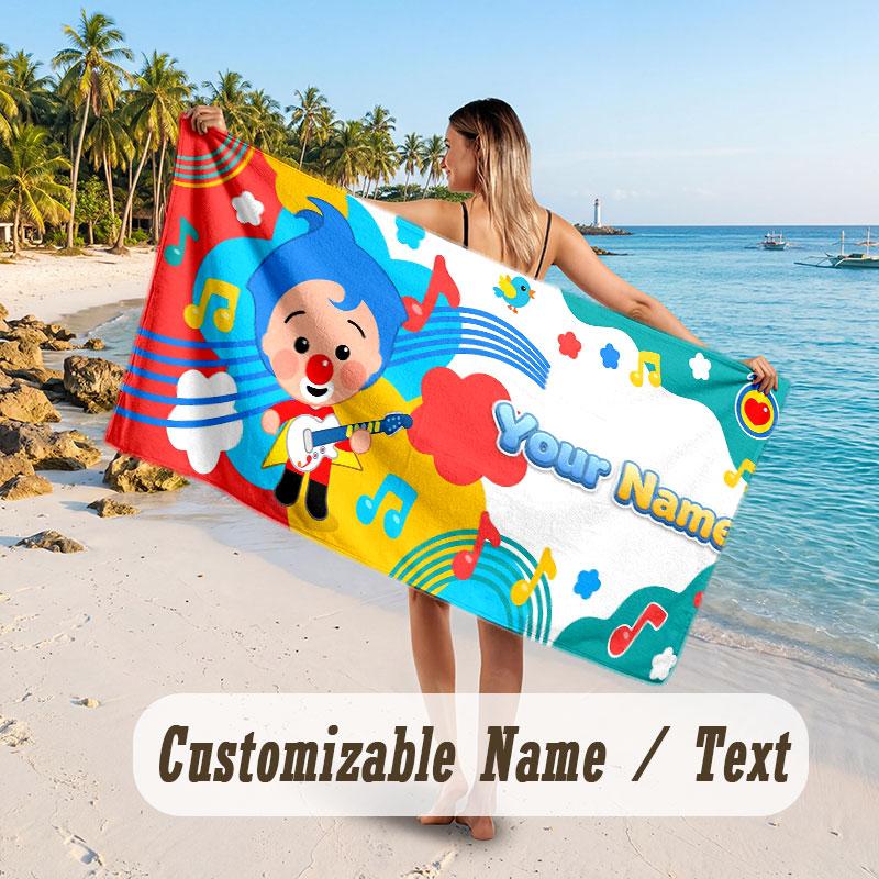 Personalized Beach Towel,El Payaso Plim Plim Custom Printed Name Text, Super Absorbent Towel For Beach Vacation