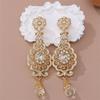 1Pair Arab Earrings Elegant Moroccan Style For Women Gold Plated Multicolor Rhinestones Drop Wedding Jewelry Valentines Gift