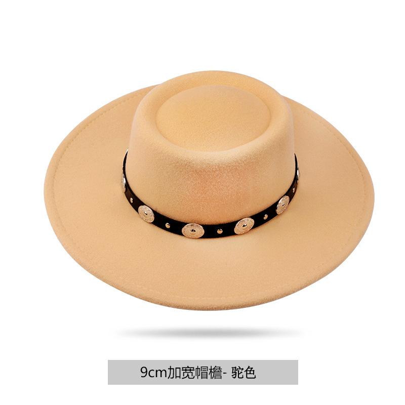 Popular felt top hat British style copper belt jazz hat literary retro outdoor Tibetan hat men and women