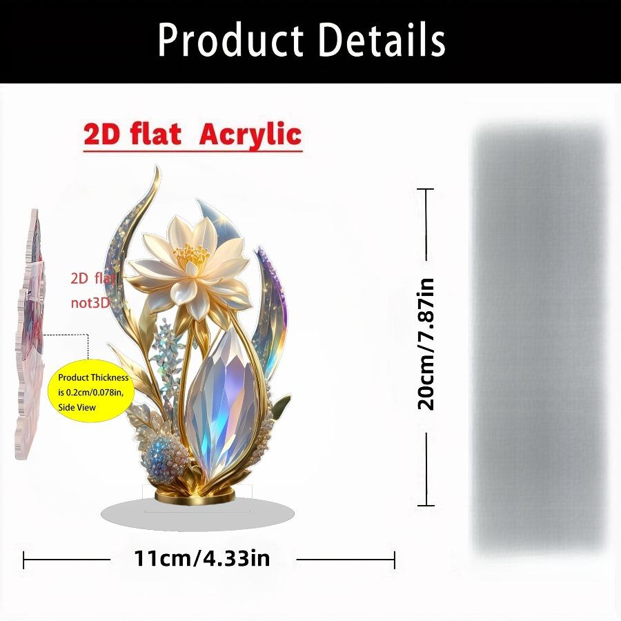 2D Flat Acrylic Colored Crystal Lotus Decoration, Indoor and Outdoor Decoration - No Battery/electricity Required, Free Day Decoration, Sh