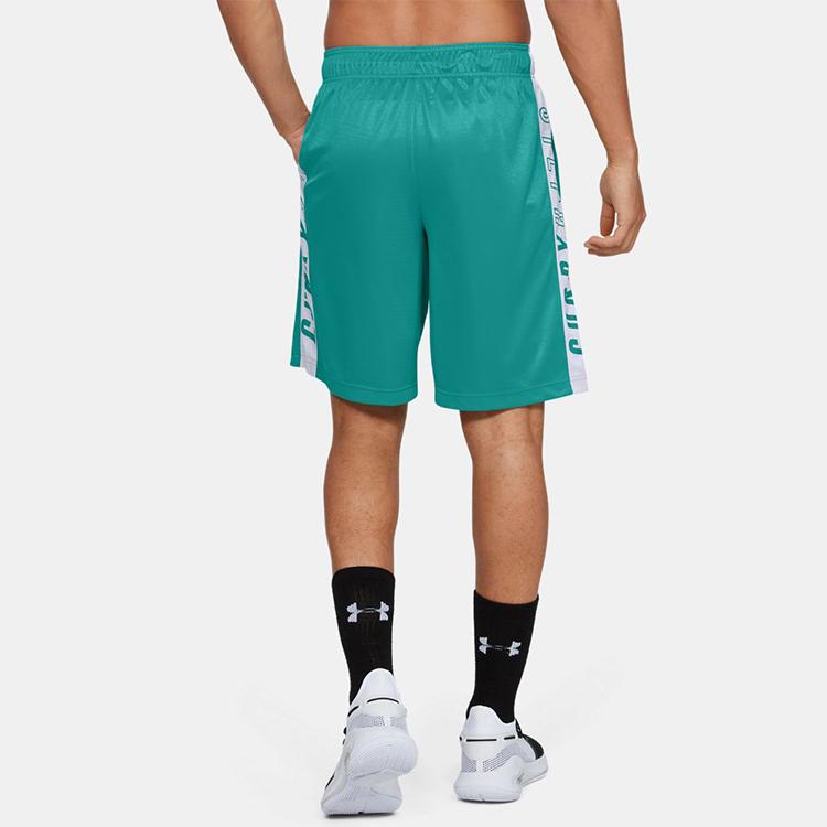 Under Armour Wordmark Basketball Shorts Men's Green Moderate Straight Fit Pants 1350993-454