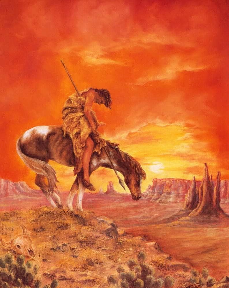 UOAIUDT Wall Art Canvas Unframed End Of The Trail Native Indian Modern Print Posters Vintage Canvas Paintings Wall Decor For Caf 20x30cm(7.8x11.8inch)