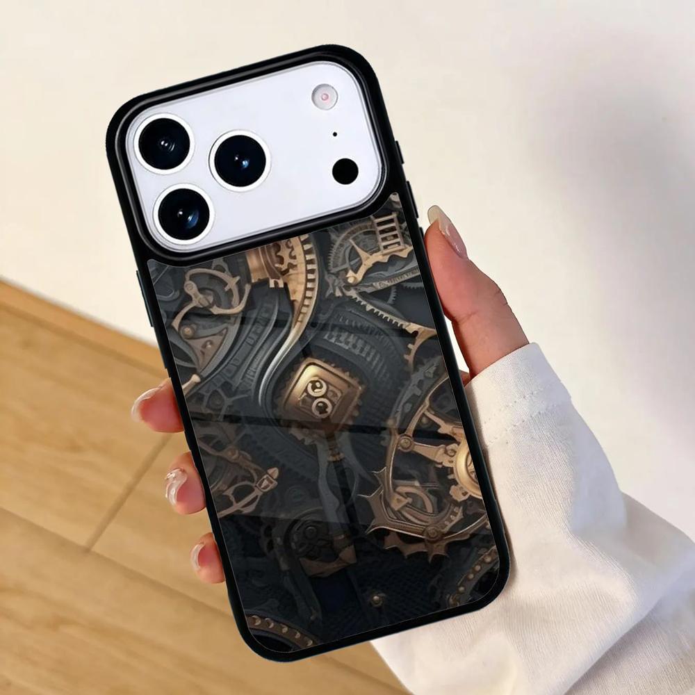 Steampunk Gears Vintage Time Machine Phone Case For Apple iPhone 17 Air 16 Pro Max 15 Pro Max 14 13 12 11 Mini Back Cover