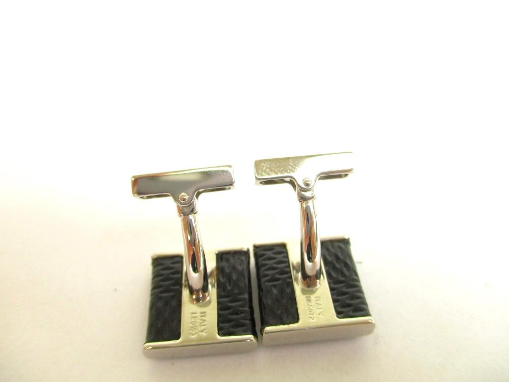 Authentic LOUIS VUITTON Damier Graphite Steel Black Leather Cufflinks Cuffs #9686  Seller Refurbished
