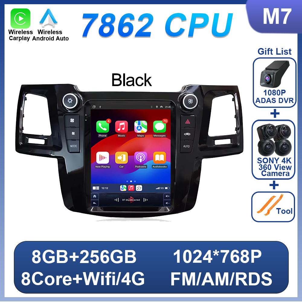 9.7 Inch For Toyota Fortuner Hilux MT Revo 2005 - 2015 For Tesla Style Car Radio Multimedia Video Player 2 Din Android 14 DSP