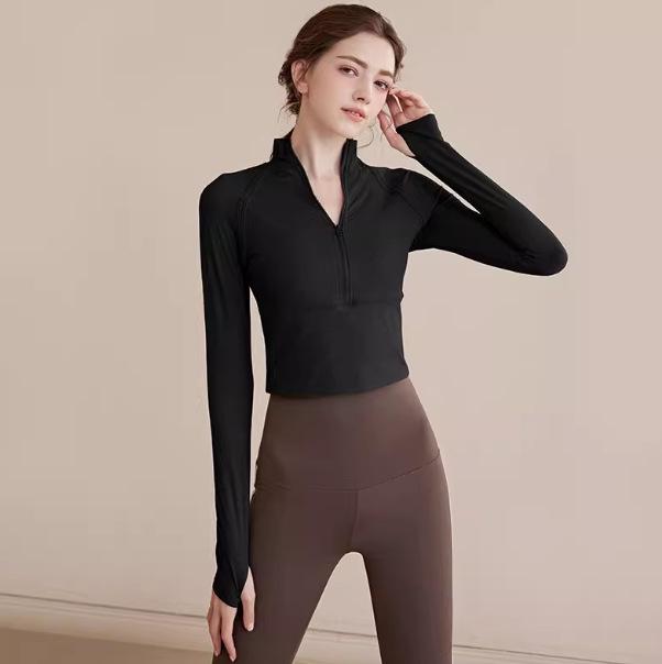 

Women s Quick-Dry Half-Zip Yoga Top, Long Sleeve, Tight-Fit, Autumn/Winter 2025 Style, Running & Training Fitness Wear XXL