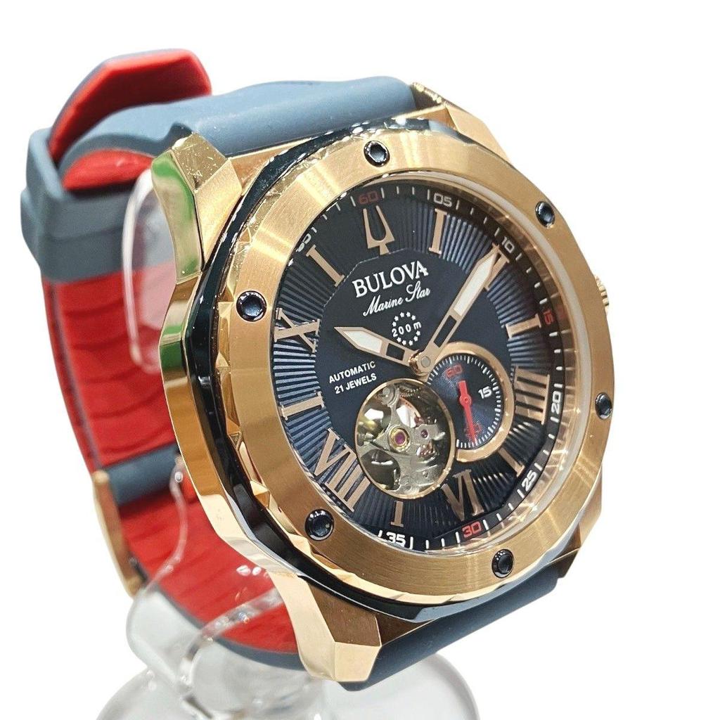Used Bulova Marine Star Watch Total Weight Approx. 123.4g SS Rubber Automatic Navy Dial 98A227 Men's