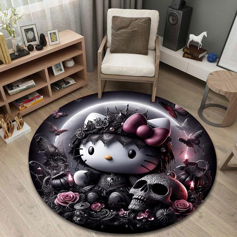 Modern Round Mandala Multicolor Rug Mat, Non-Slip Floor Mat for Entryway