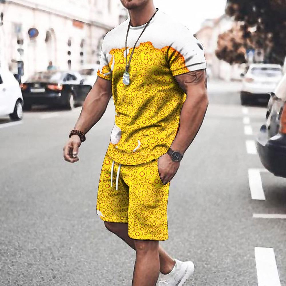 

Летняя мода, новый мужской комплект из 2 предметов, спортивные костюмы, повседневные, с короткими рукавами, 3D-принт, футболка + шорты, брюки, костюмы, мужская одежда, наряд 6XL