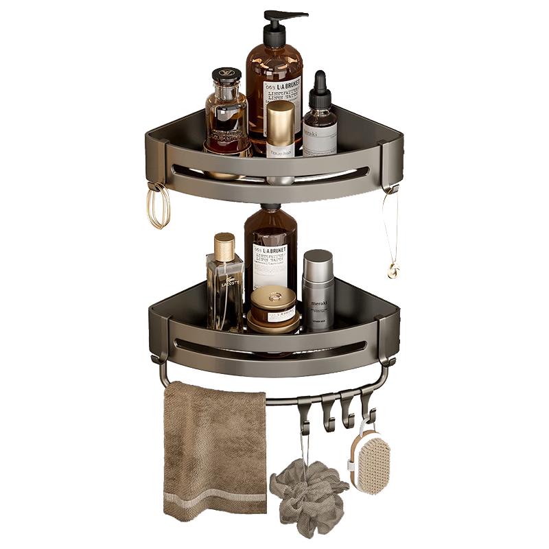 Space Aluminum Triangular Drill-Free Bathroom Corner Shelf