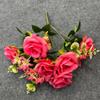 9 Heads Real Happy Rose Flower Mini Photography Photo Gift Valentine's Day Flowers 9 Colors Crystal Grass Bouquet